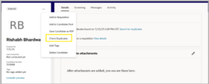 Enhanced Candidate Duplicate Check in Oracle Redwood | VBS Upgrade - Fig 1: Check Duplicates